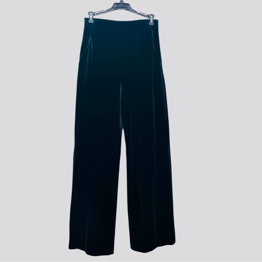 Eliza J Deep Green Velvet Wide-Leg and High Waisted Pants Sz 4